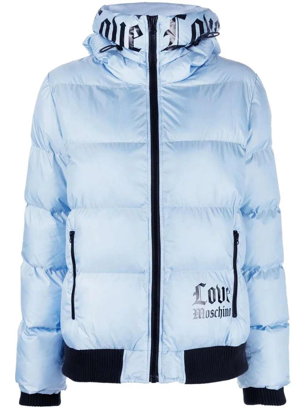 Love Moschino Love Logo-print Puffer Jacket In Blue