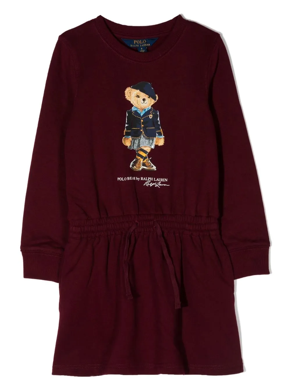 

Ralph Lauren Kids vestido fruncido con logo estampado - Rojo