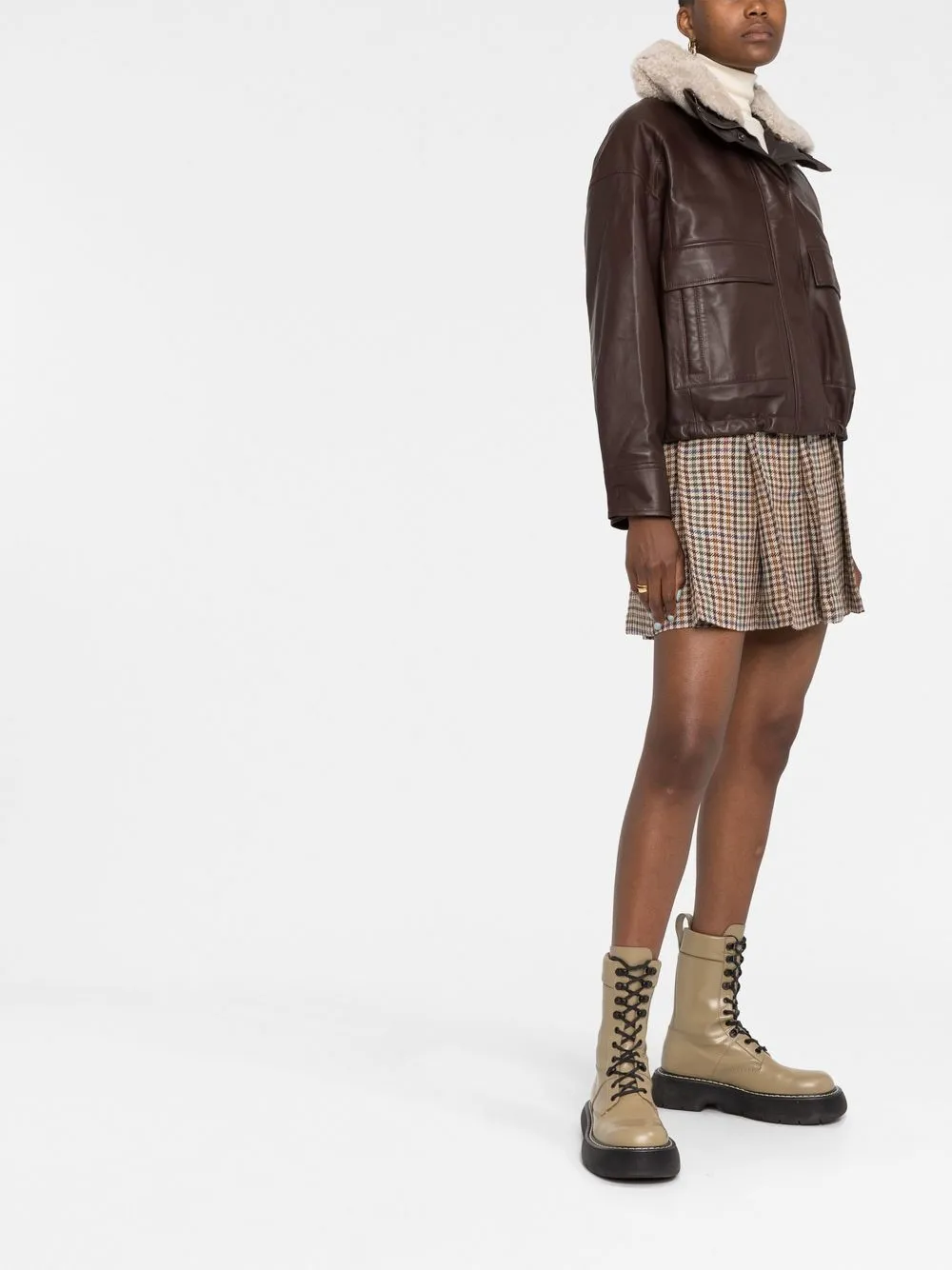 Brunello Cucinelli Funnel Neck Leather Jacket Farfetch