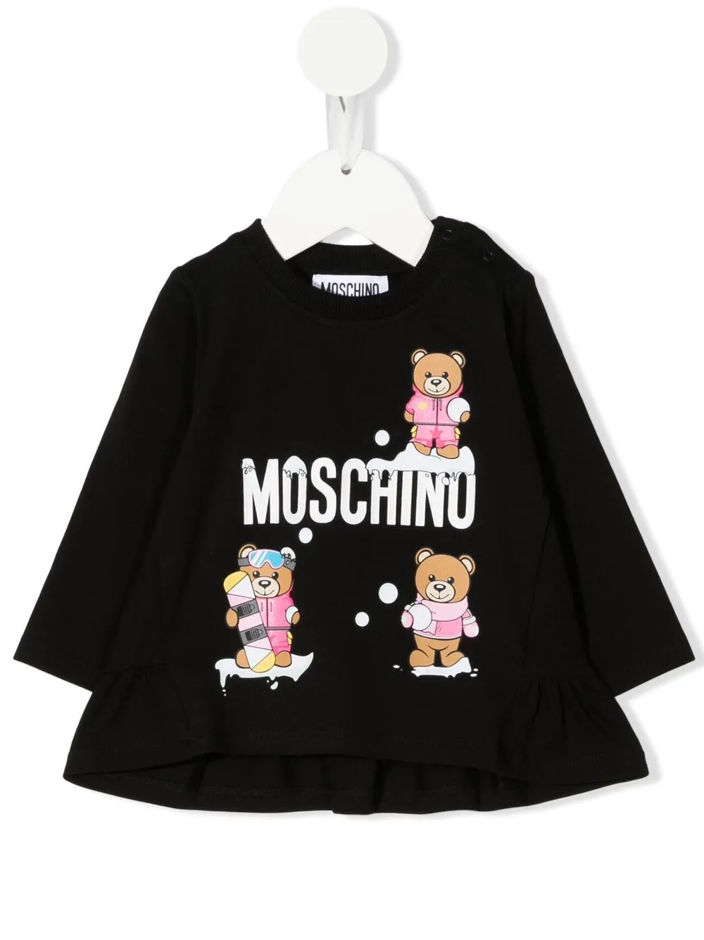 

Moschino Kids playera manga larga con logo estampado - Negro