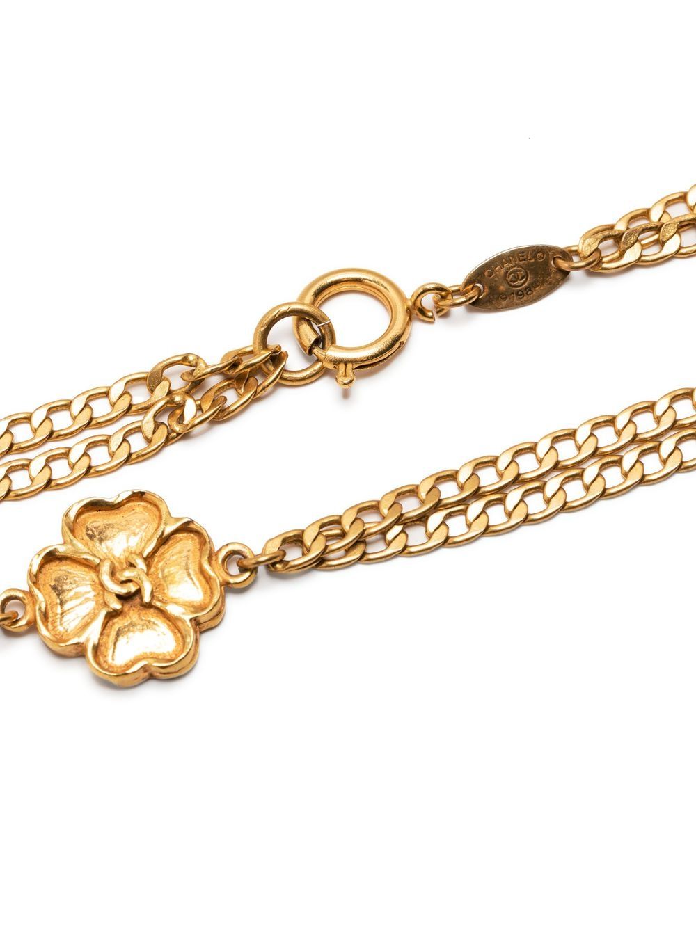 Chanel Chanel Four Leaf Clover & Matte Gold Chain Necklace