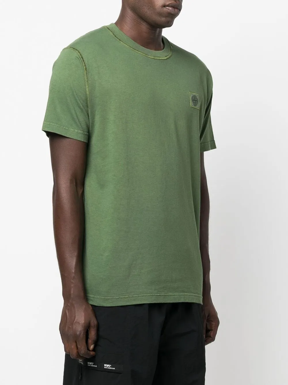  Stone Island T Shirt Mit Kompass Patch   Grün 