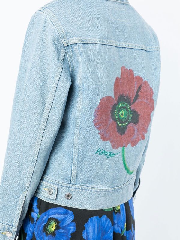 Kenzo Poppy Print Denim Jacket - Farfetch