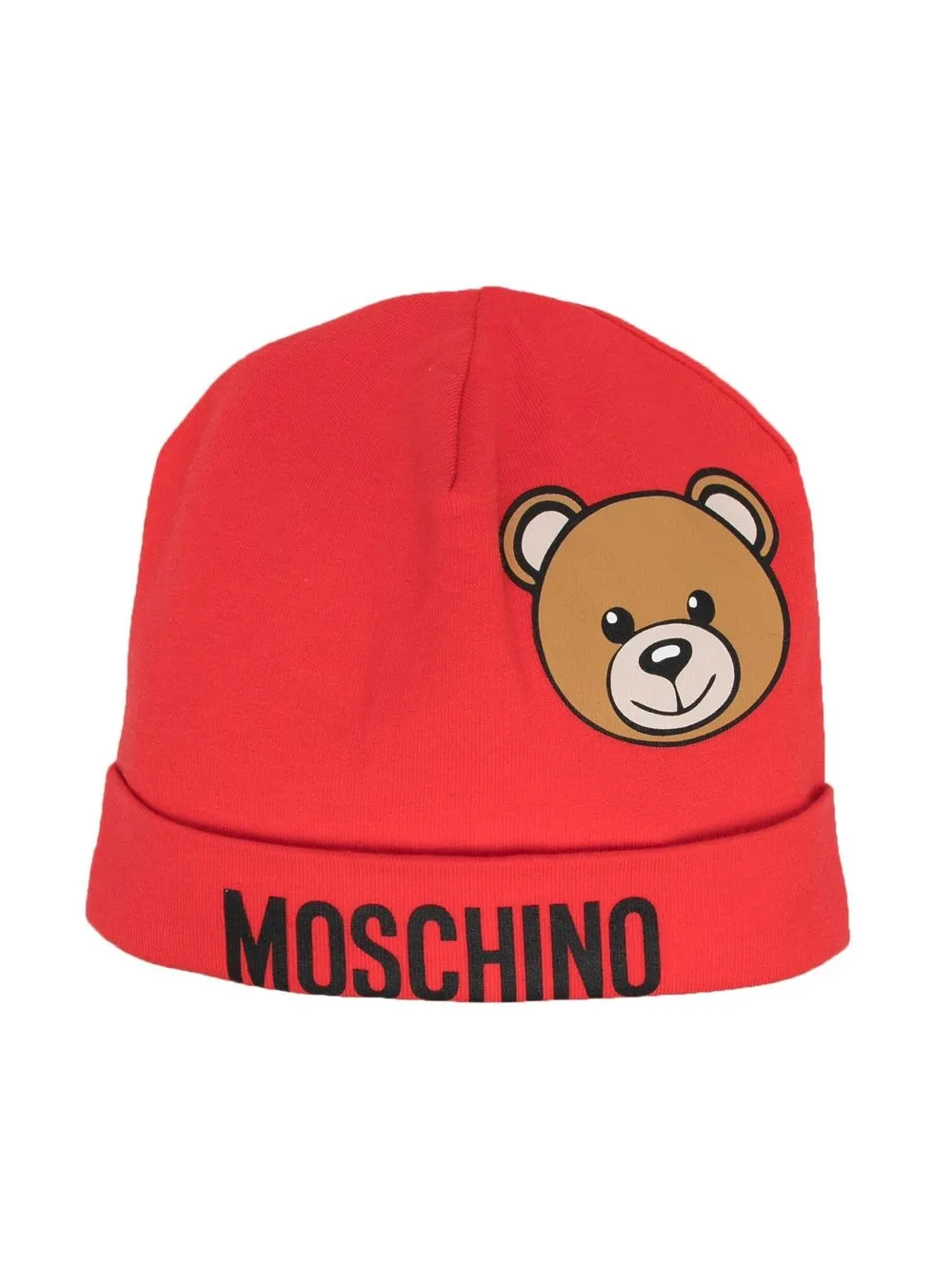 

Moschino Kids gorro de tejido fino con logo estampado - Rojo