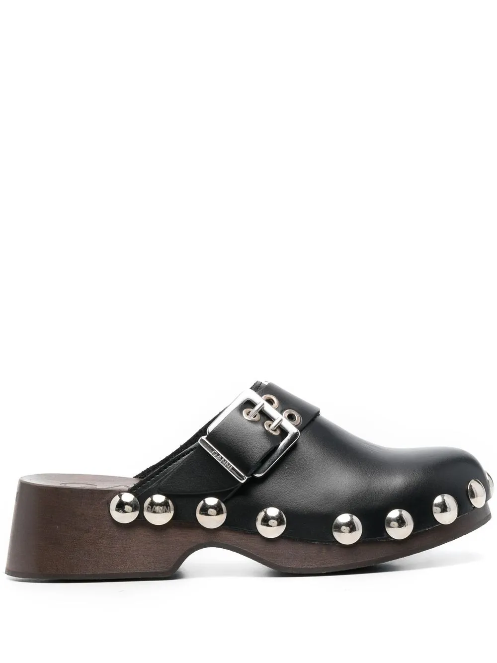 

GANNI studded buckled clogs - Black