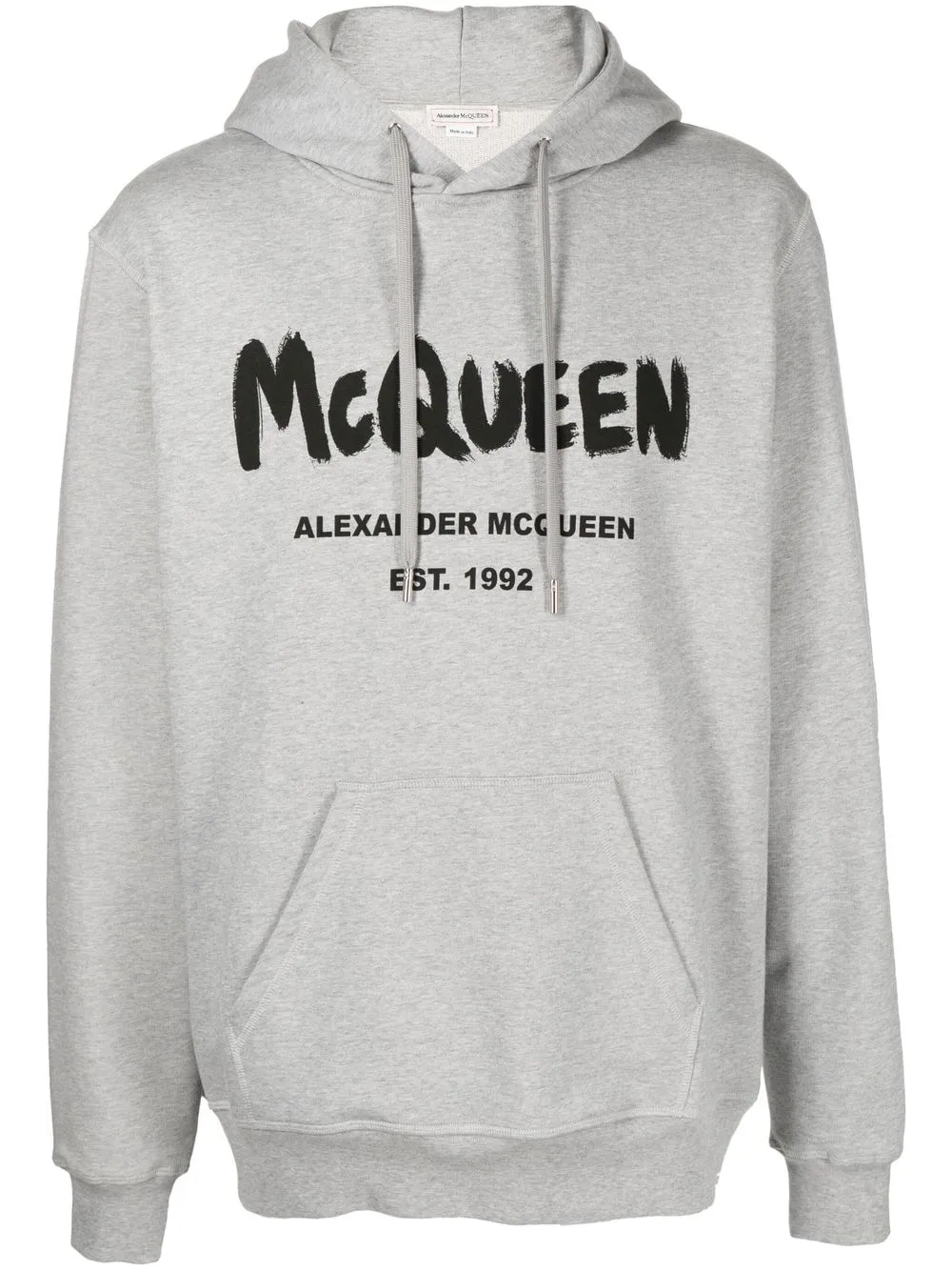 

Alexander McQueen graffiti-logo print long-sleeve hoodie - Grey