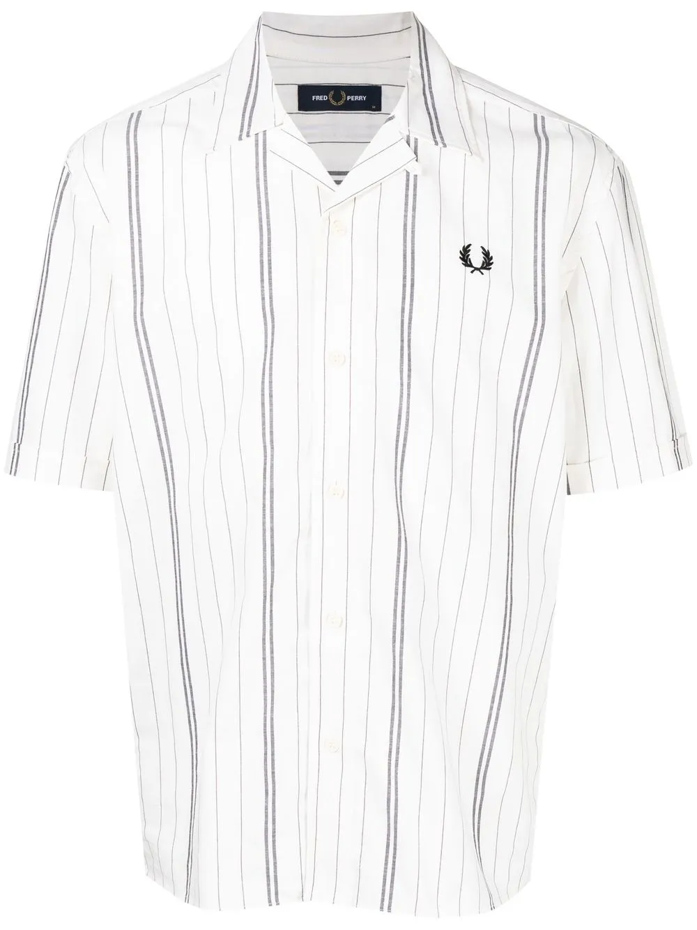 

Fred Perry embroidered-logo striped shirt - White