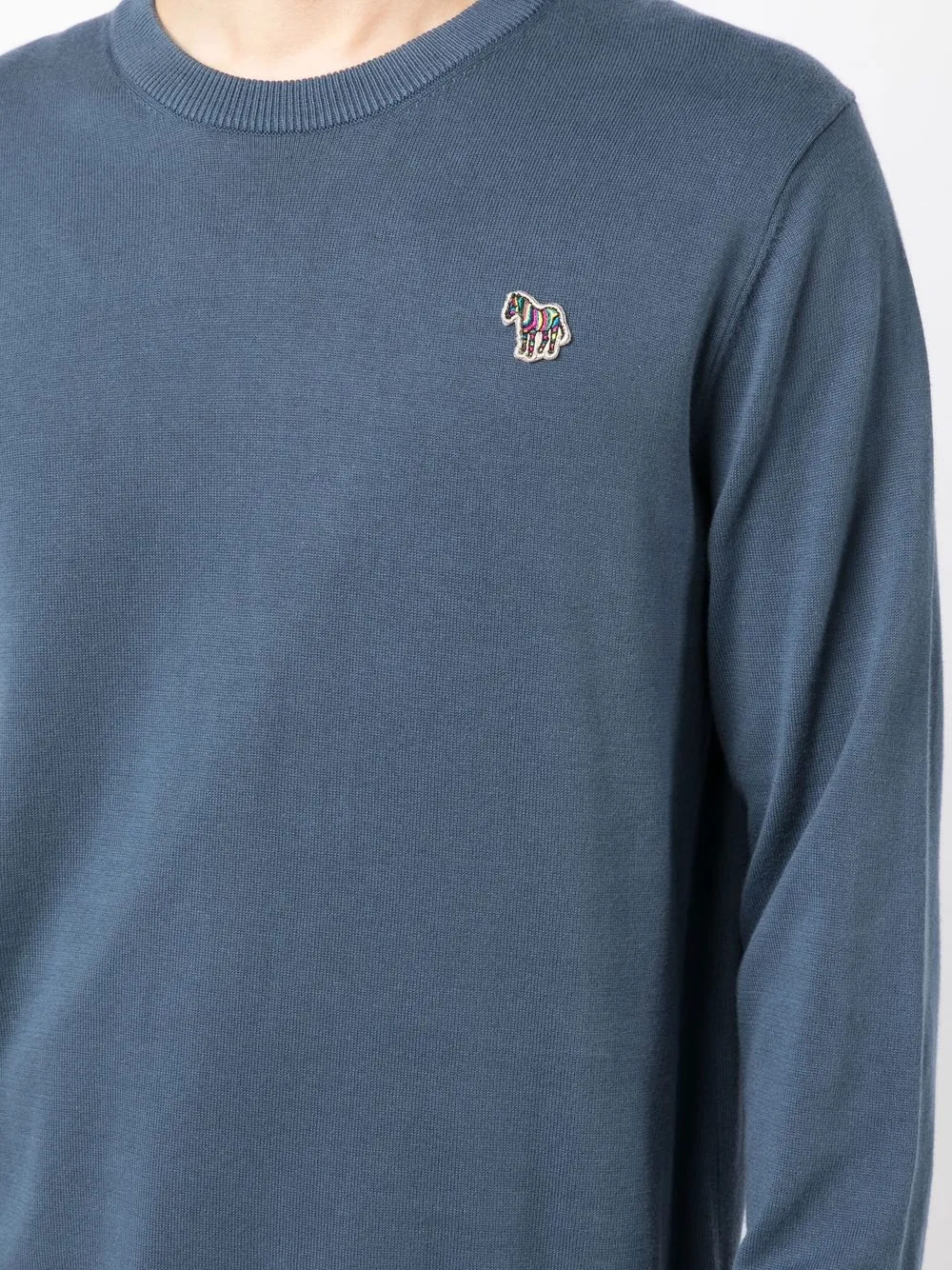 Ps By Paul Smith Zebra-motif Crew-neck Jumper In Blue