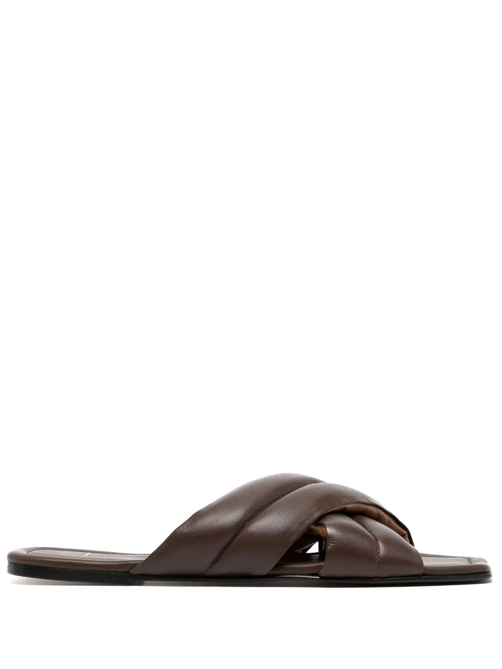 Shop Atp Atelier Cotti Cross-strap Slides In Brown