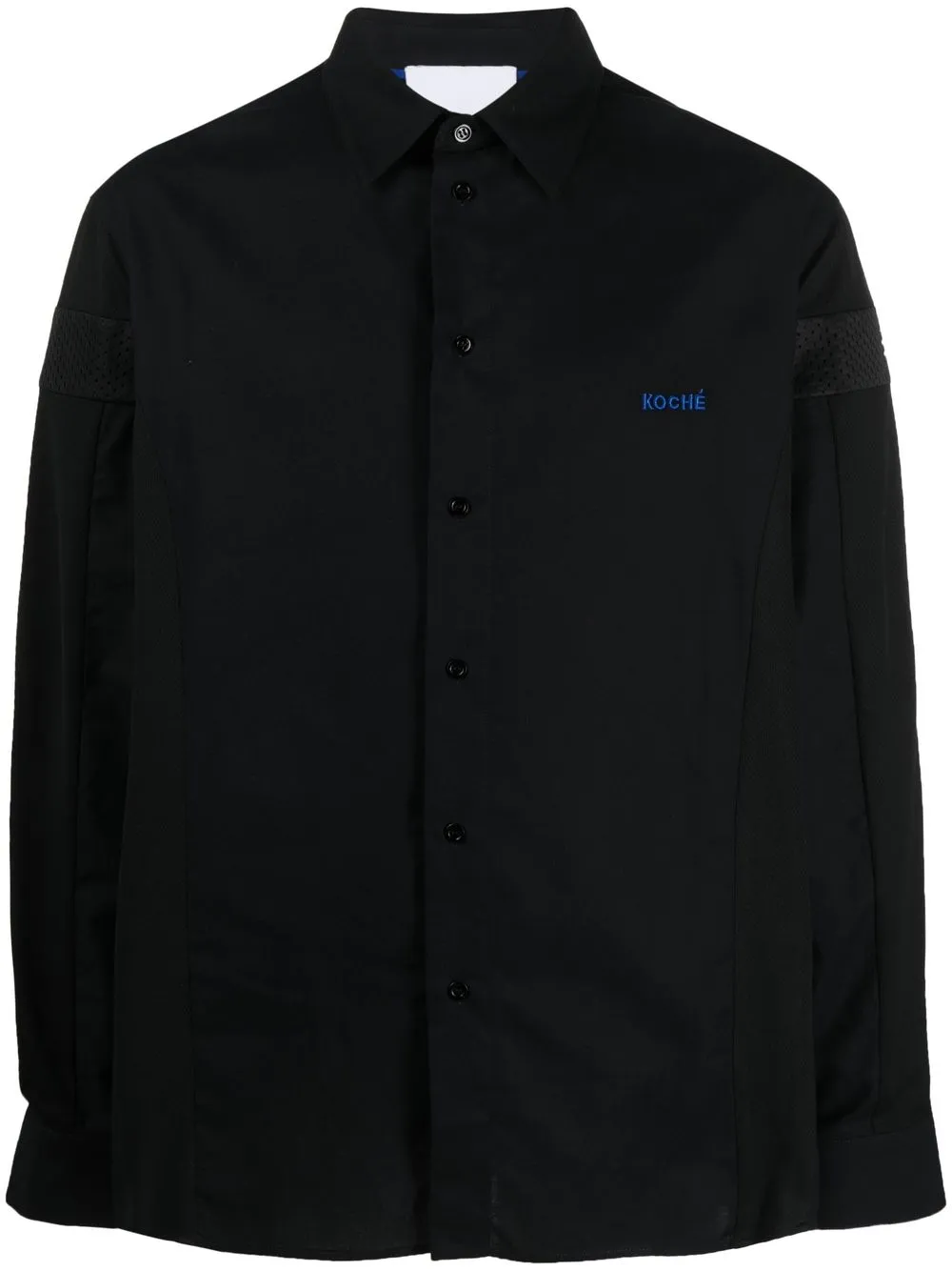 

Koché panelled long-sleeved shirt - Blue