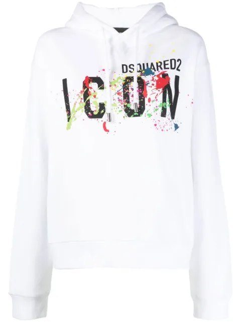 DSQUARED2 splatter logo-print hoodie Women