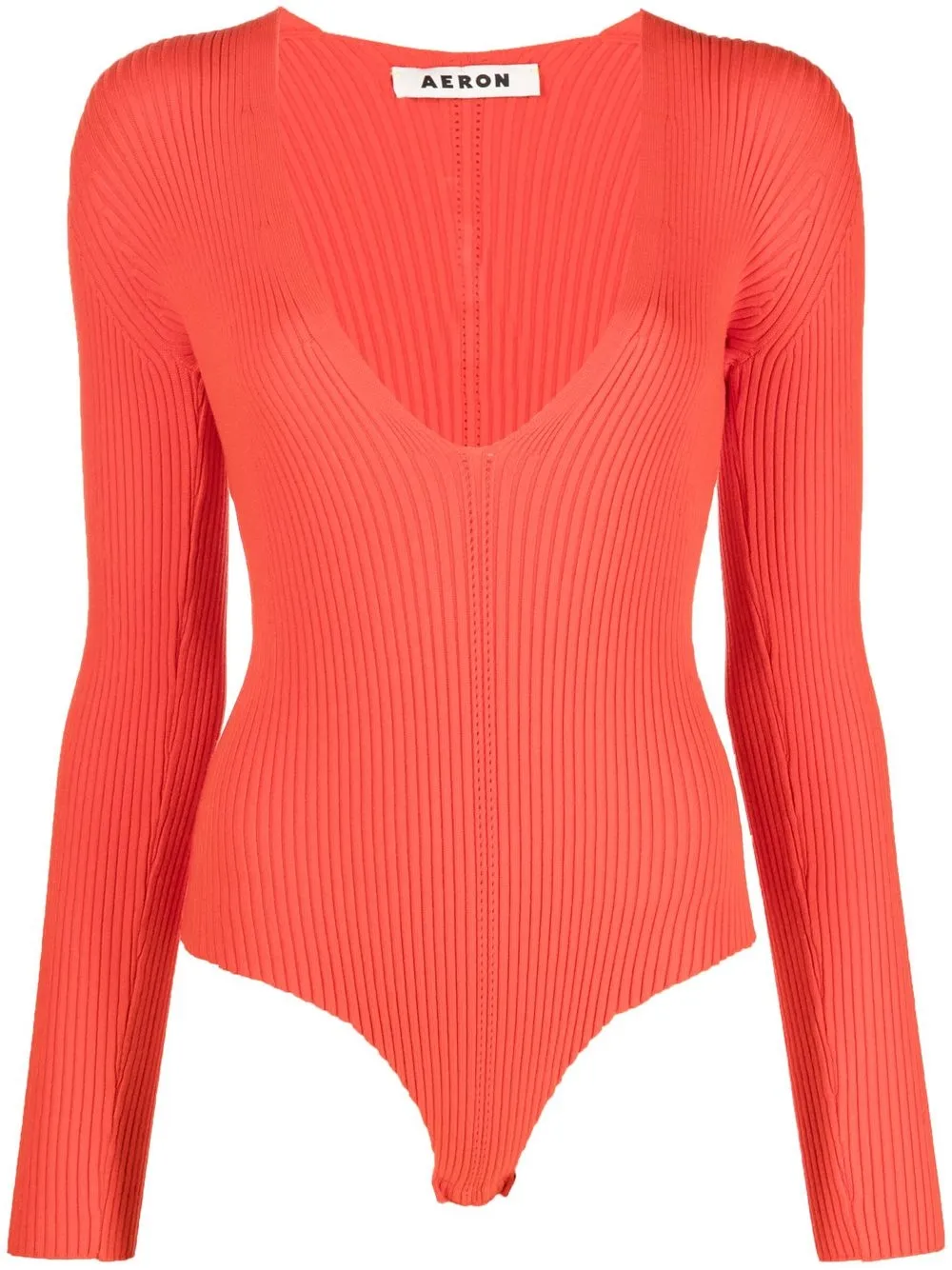 

AERON rib-knit plunging U-neck bodysuit - Red