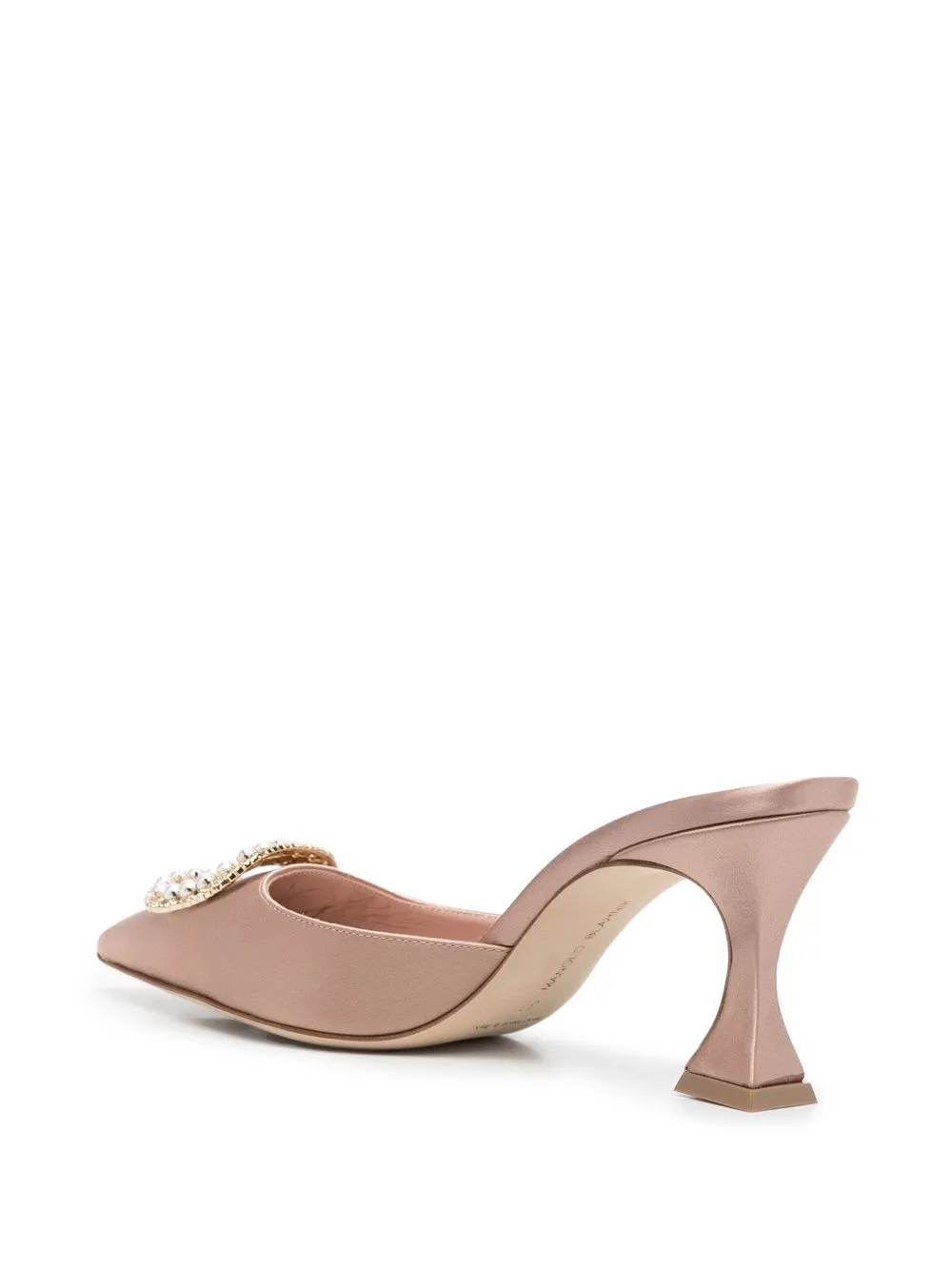 manolo blahnik pearl-embellished 80mm satin mules - pink