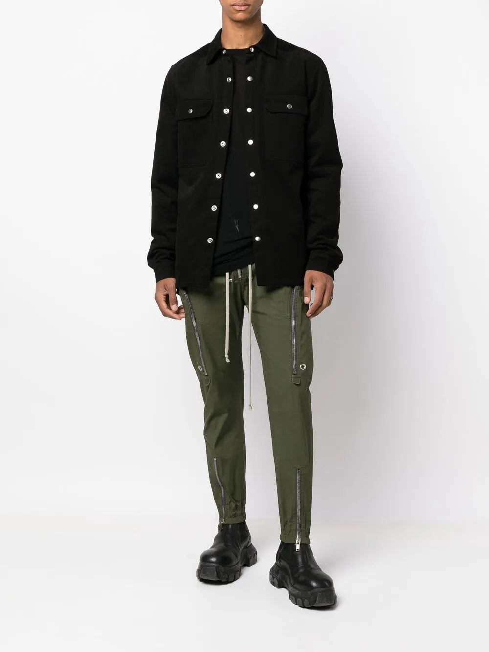 Rick Owens Shirtjack met lange mouwen - Zwart