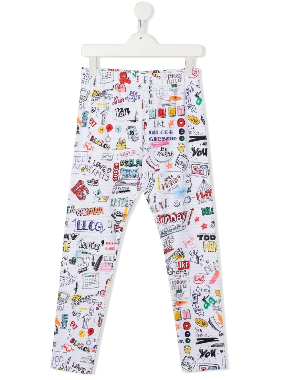 

Dolce & Gabbana Kids leggins con estampado gráfico - Blanco