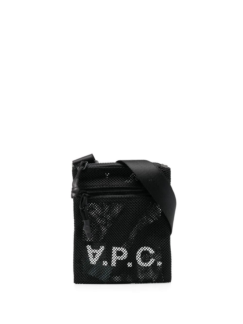 

A.P.C. mochila tipo mensajero con logo estampado - Negro