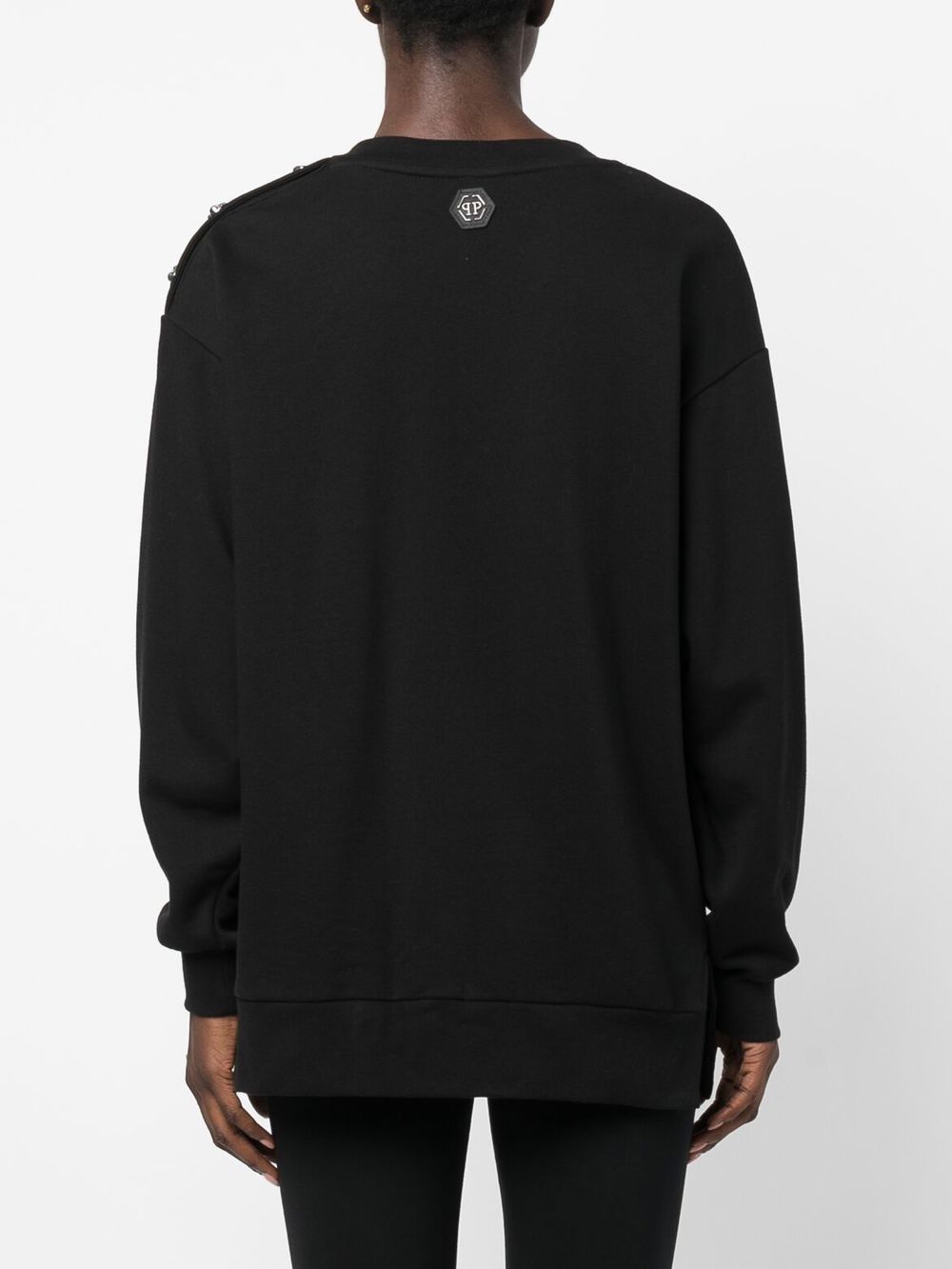 Shop Philipp Plein Crystal-embellished Long-sleeve Sweatshirt In Schwarz