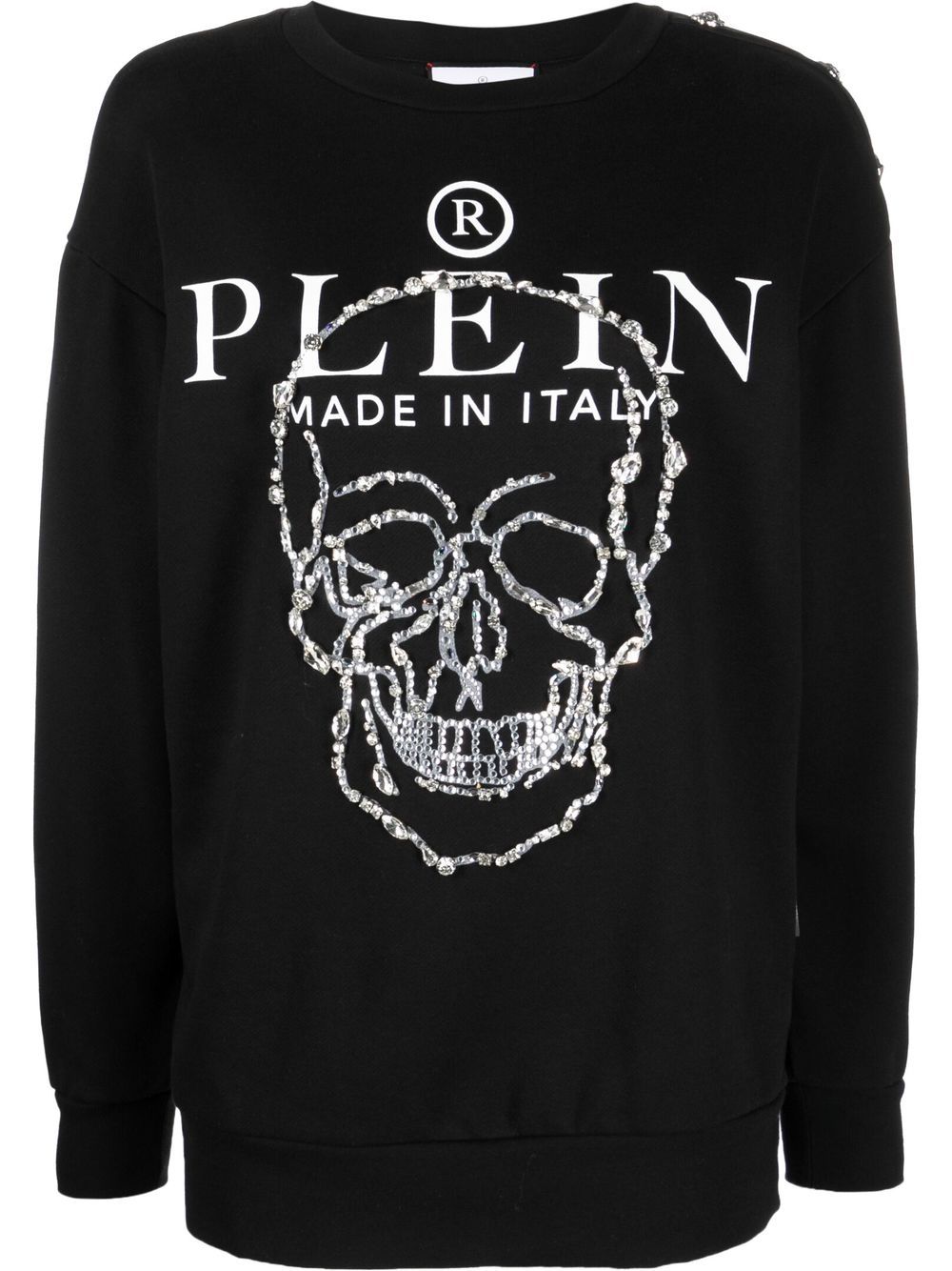 Philipp Plein Crystal-embellished Long-sleeve Sweatshirt In Schwarz