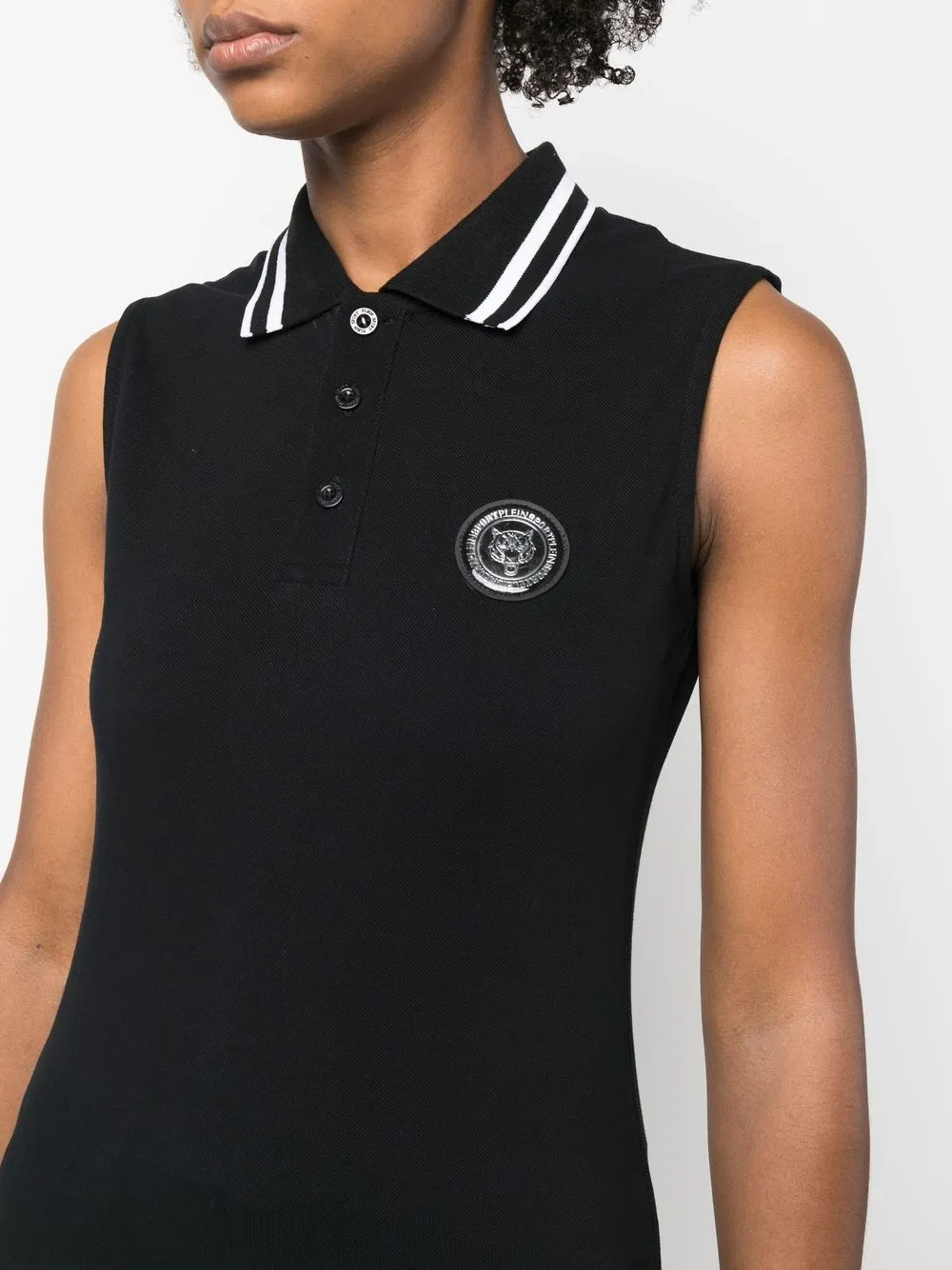 Plein Sport Logo-patch Polo Shirt In Black
