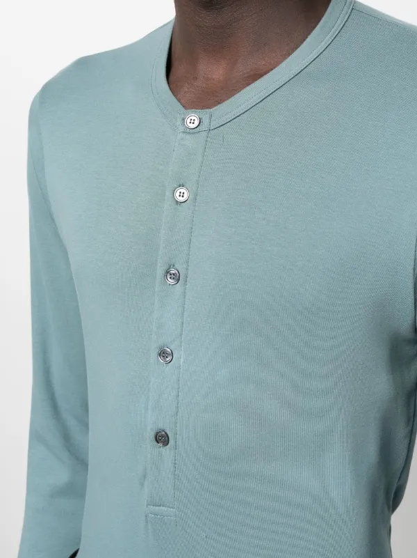 TOM FORD トム・フォード ボタン ロングTシャツ | ブルー TOM FORD トム・フォード ボタン ロングTシャツ | ブルー