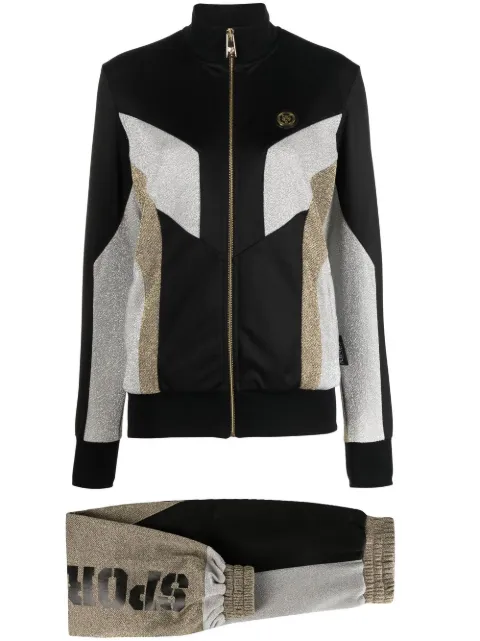 Plein Sport metallic-panelled tracksuit set