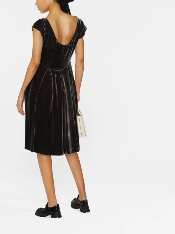 ASPESI cap-sleeve velvet-effect Dress | Grey