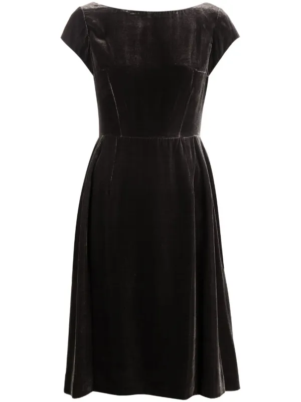 ASPESI Cap-sleeve Velvet-effect Dress in Grey
