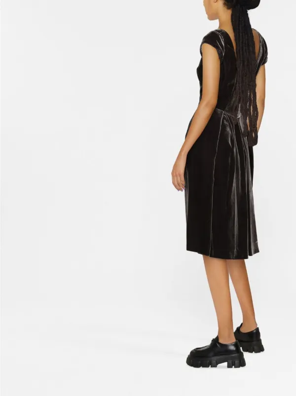 ASPESI cap-sleeve velvet-effect Dress | Grey | FARFETCH