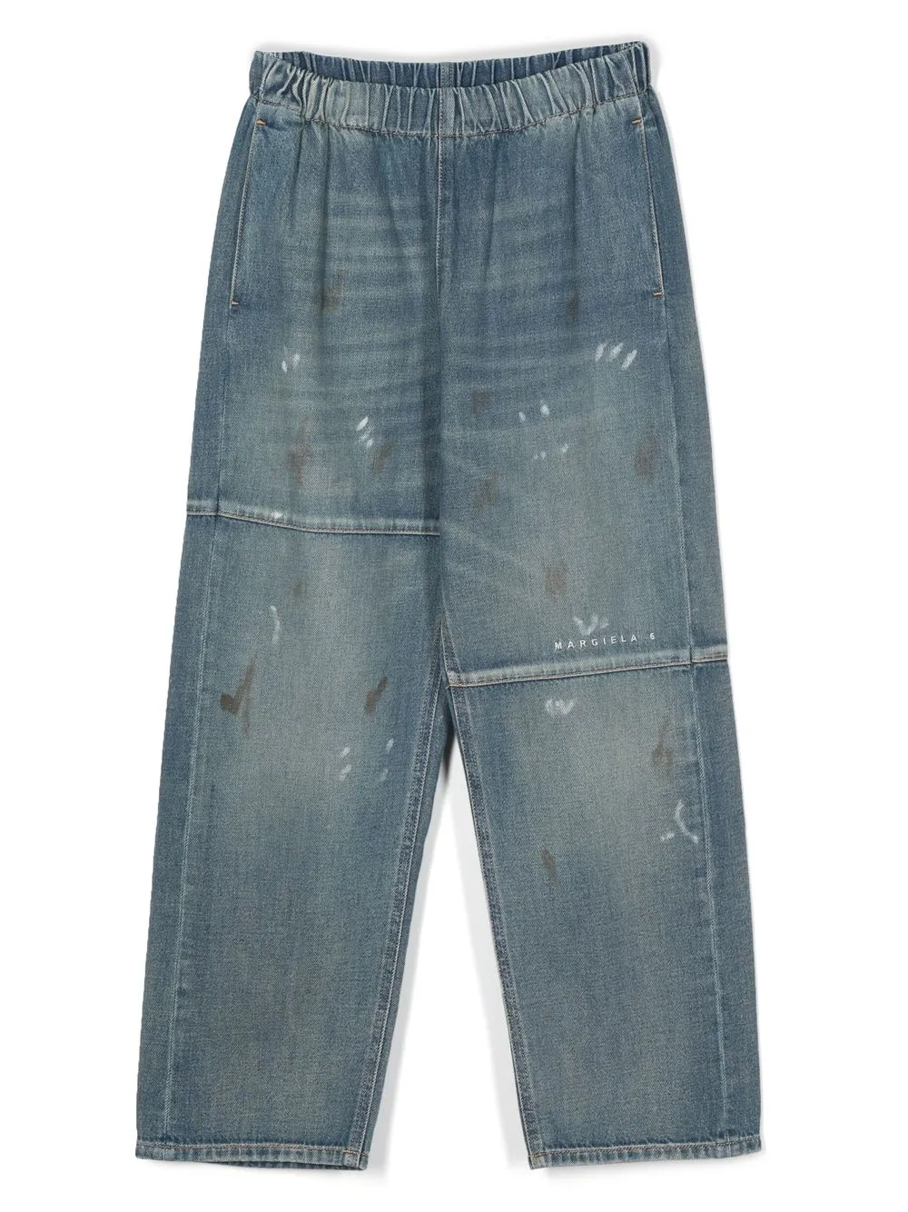 

MM6 Maison Margiela Kids jeans holgados con efecto de salpicaduras de pintura - Azul