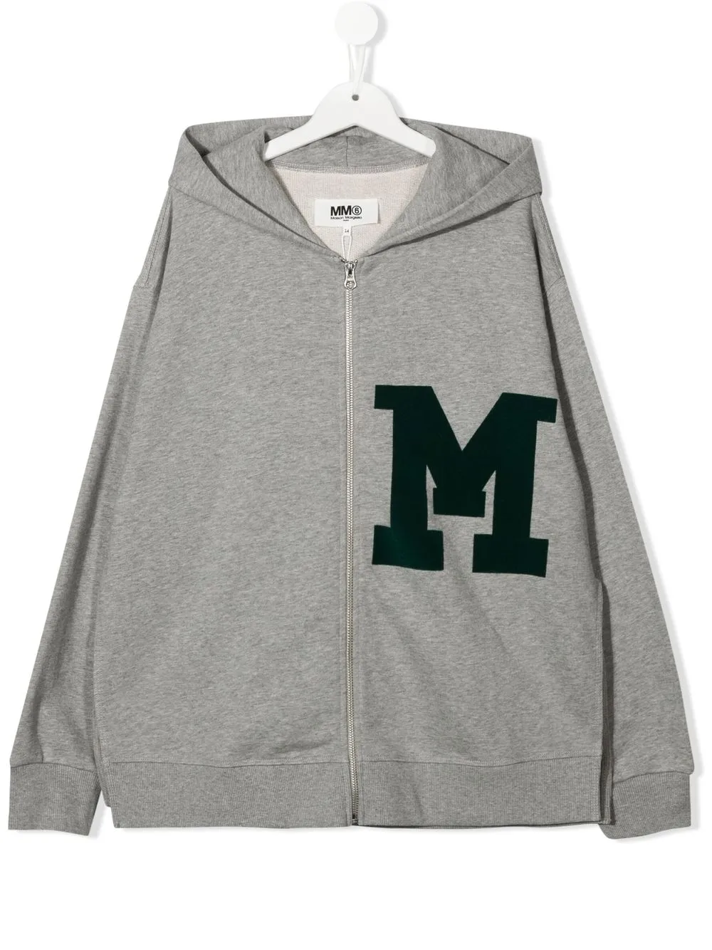 

MM6 Maison Margiela Kids TEEN flocked M-logo hoodie - Grey