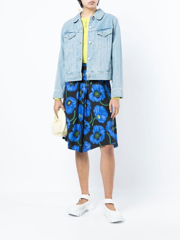 Floral Denim Jacket in White - Kenzo