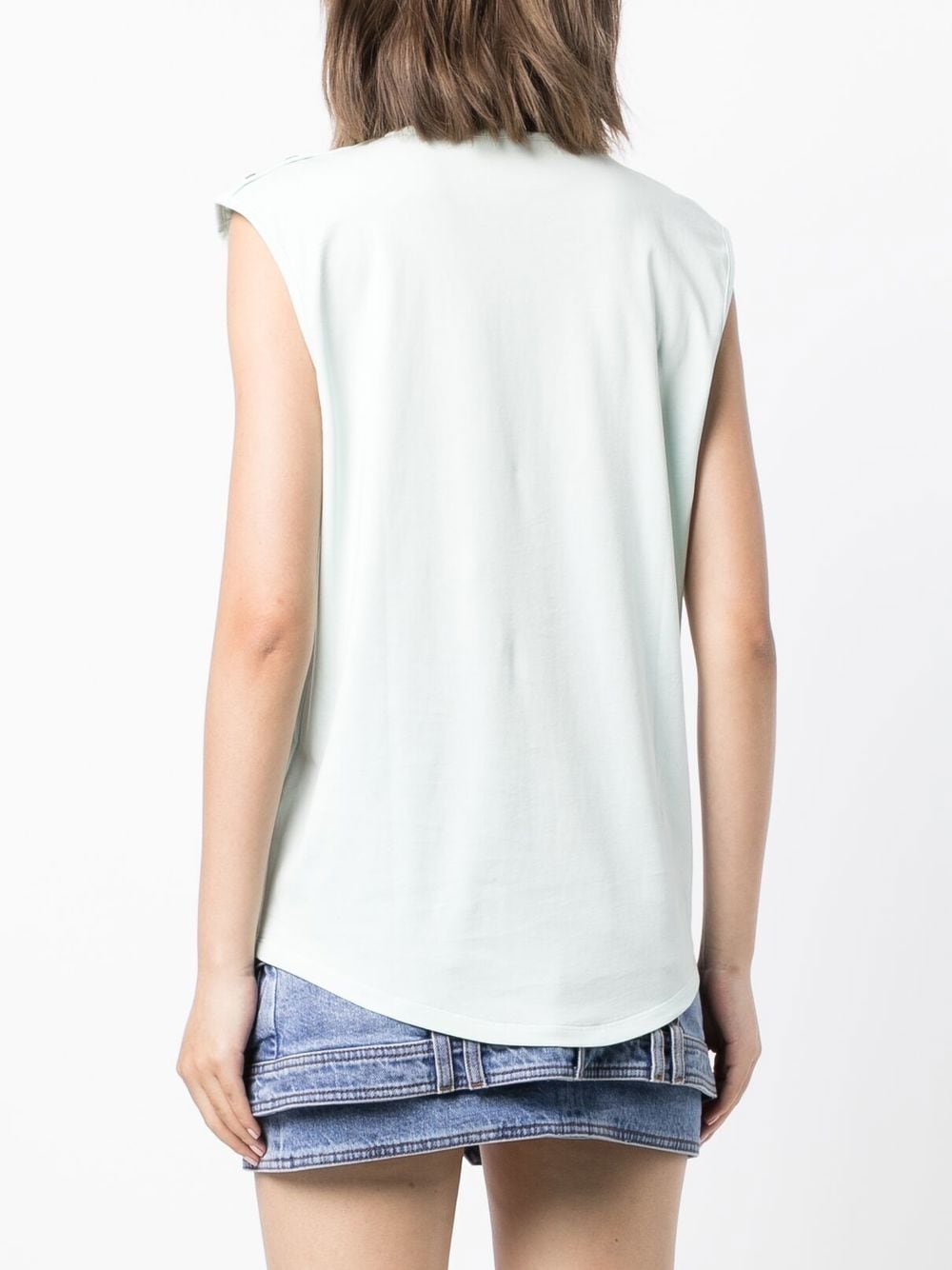 Shop Balmain Logo-print Sleeveless T-shirt In Blue