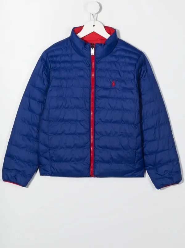 Red and blue polo jacket online