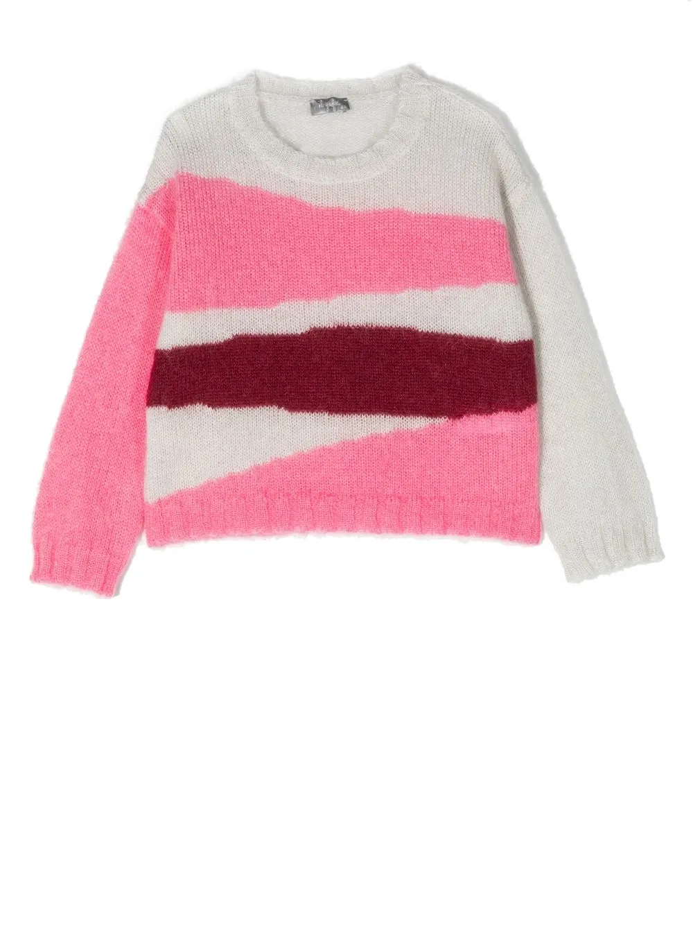 

Il Gufo colour-block crew-neck jumper - Pink