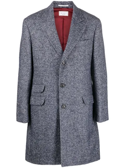Brunello Cucinelli herringbone-pattern midi coat