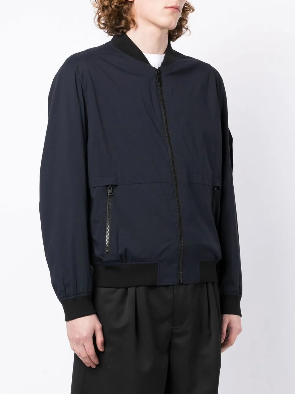  Hugo Logo-patch Zipped Bomber Jacket - Blue 