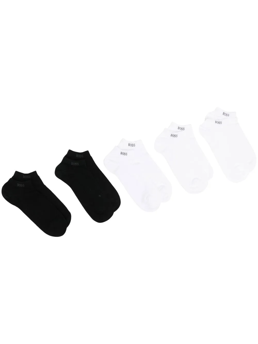 

HUGO five-pack intarsia-logo ankle socks - Black