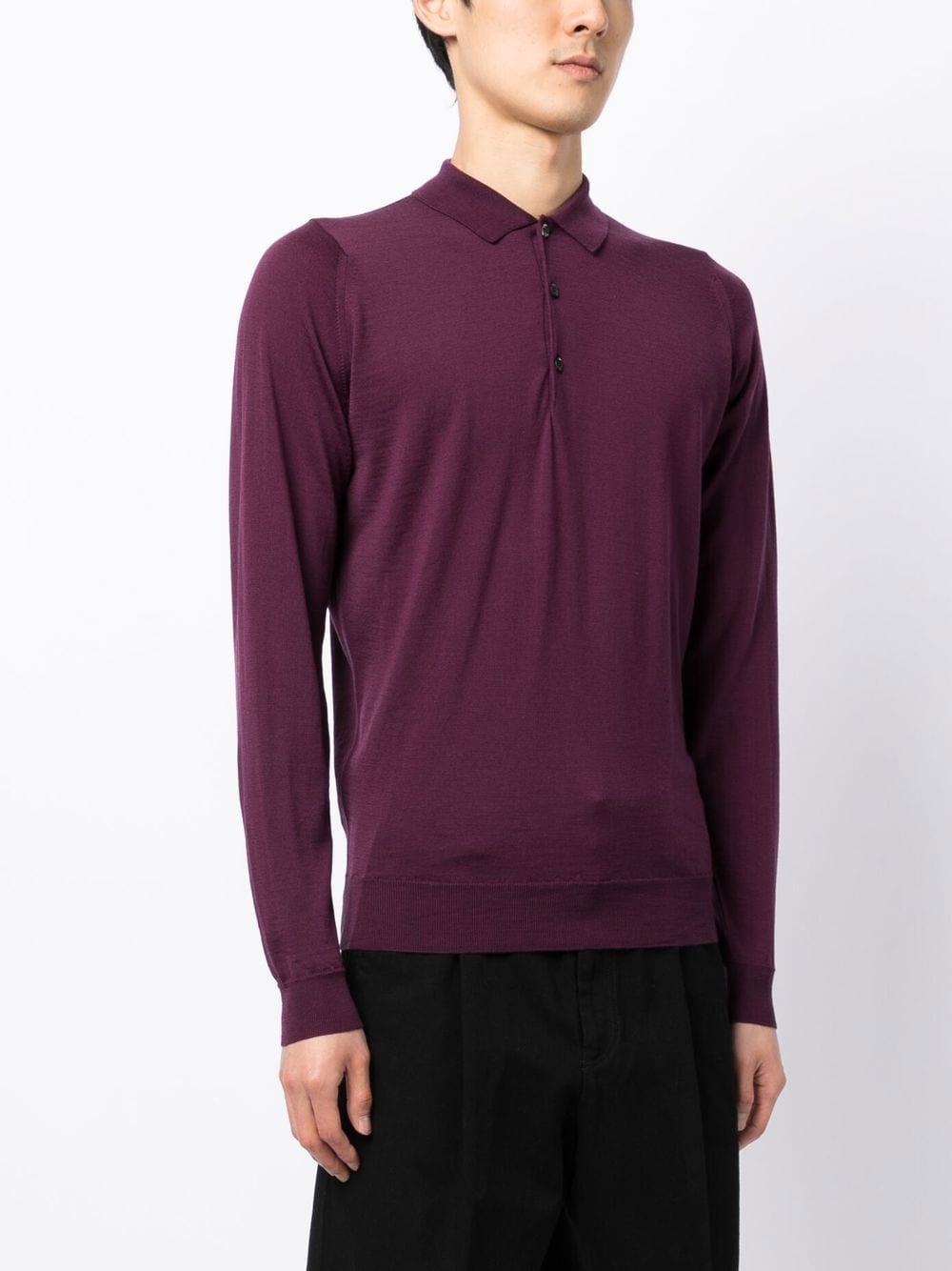 Shop John Smedley Belper Wool Polo Shirt In Purple