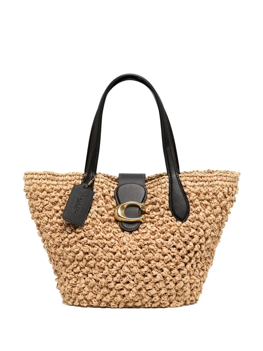 Coach Logo-plaque Straw Tote Bag In Nude | ModeSens