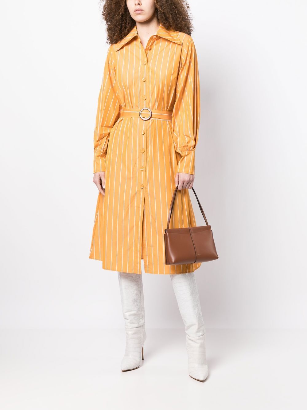 Evi Grintela Gestreepte blousejurk - ORANGE/ WHITE