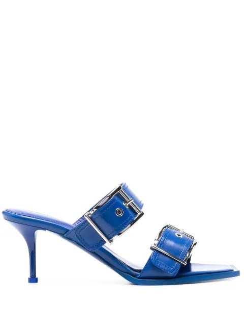 Alexander McQueen 75mm leather buckled mules