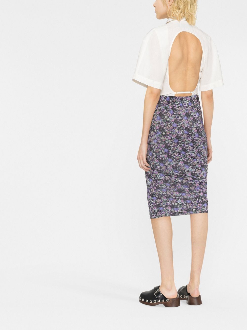 Rep ISABEL MARANT floral-print ruched skirt Women