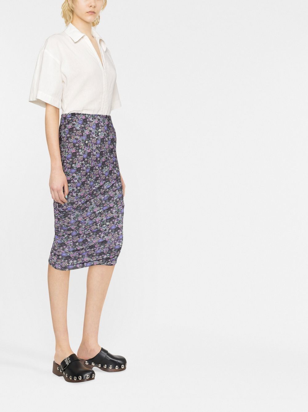 Rep ISABEL MARANT floral-print ruched skirt Women