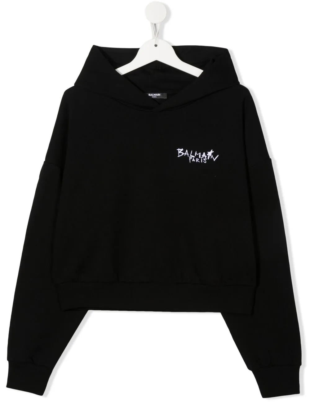 

Balmain Kids hoodie corta con logo estampado - Negro