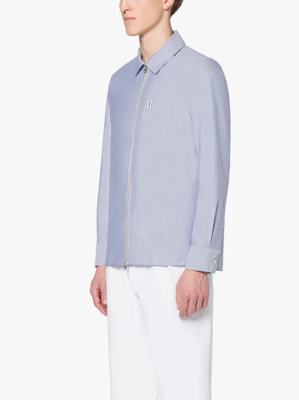 HOLBORN Zip Up Blue Cotton Shirt