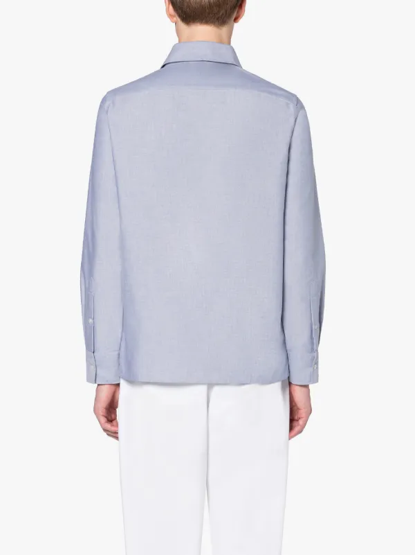 HOLBORN Zip Up Blue Cotton Shirt