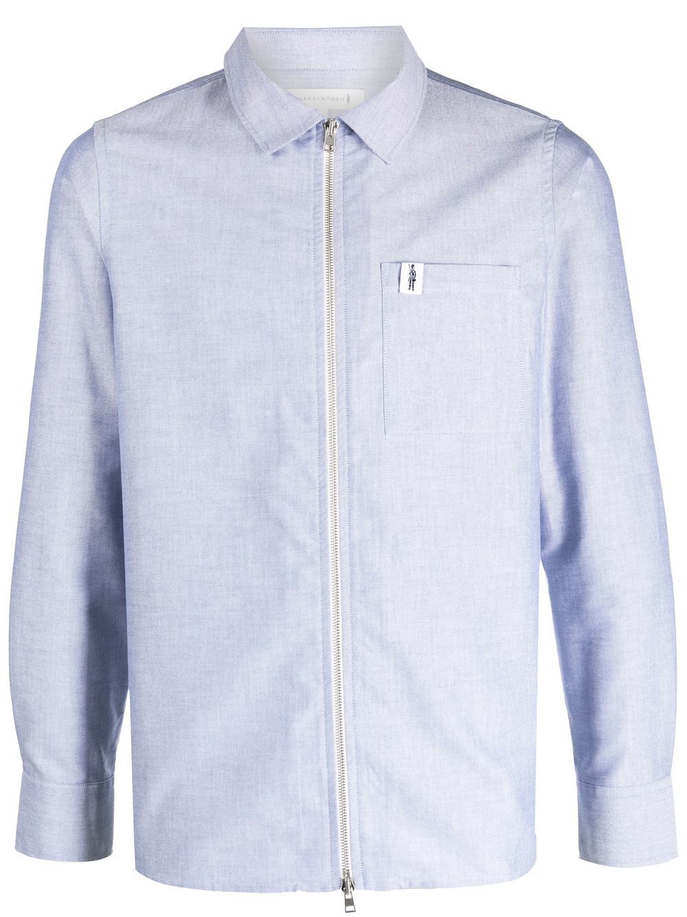 Mackintosh Melangé-effect Zip-up Shirt In Blue