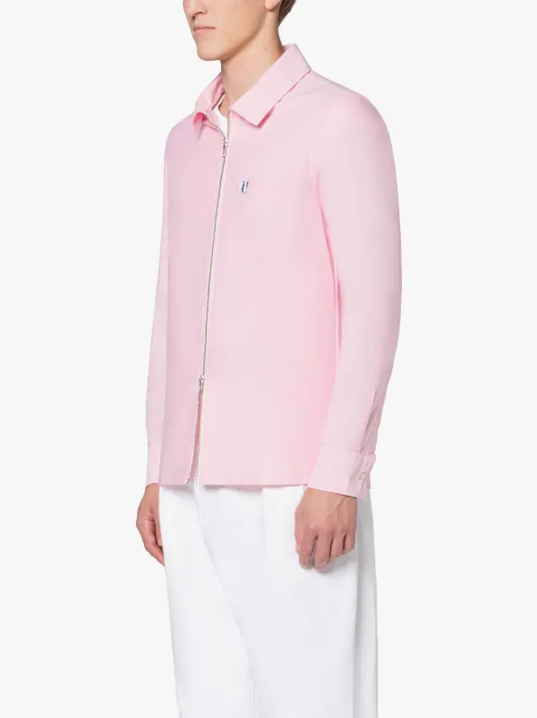 HOLBORN Zip Up Pink Cotton Shirt