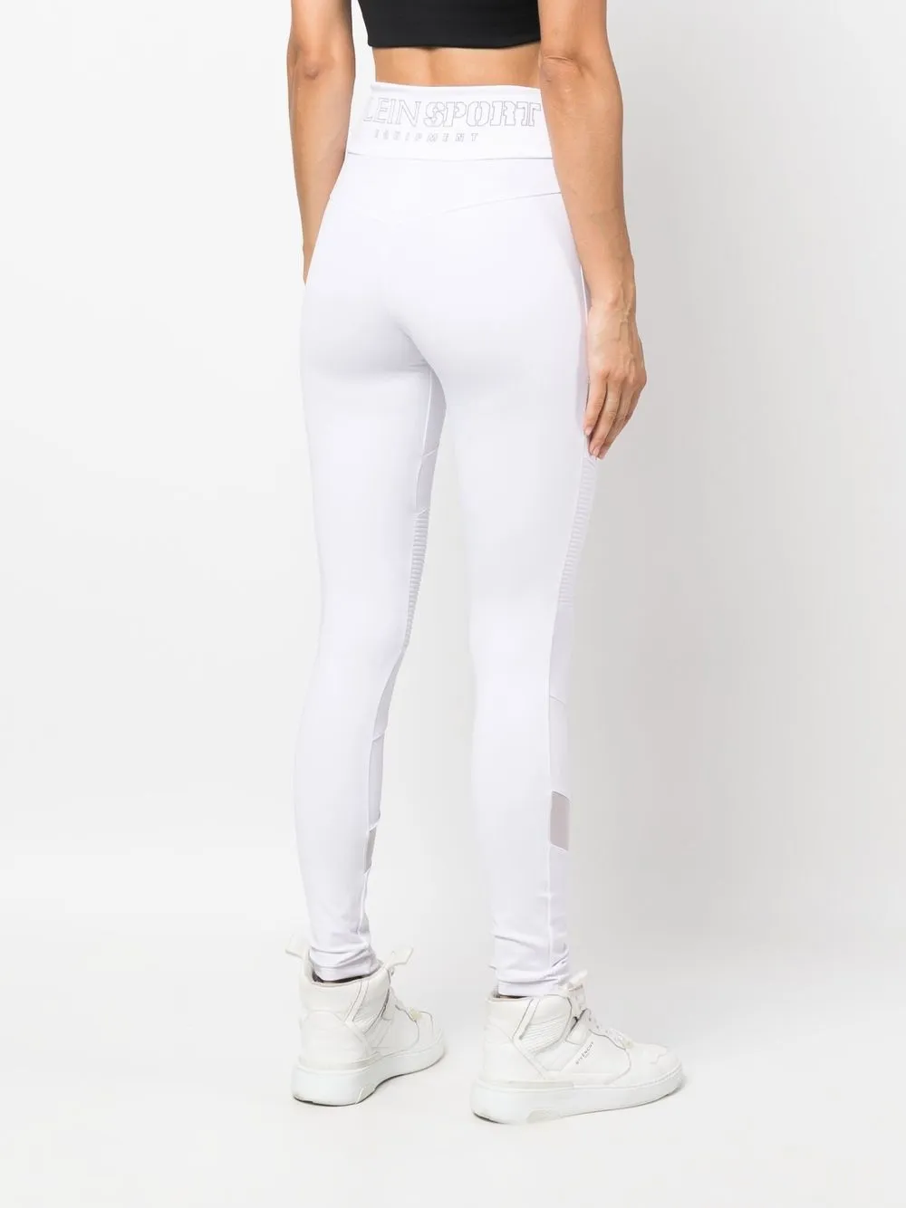 Plein Sport Statement Cotton-blend Leggings In White