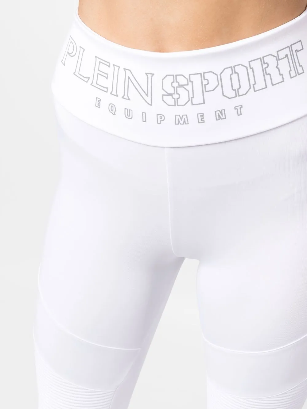 Plein Sport Statement Cotton-blend Leggings In White